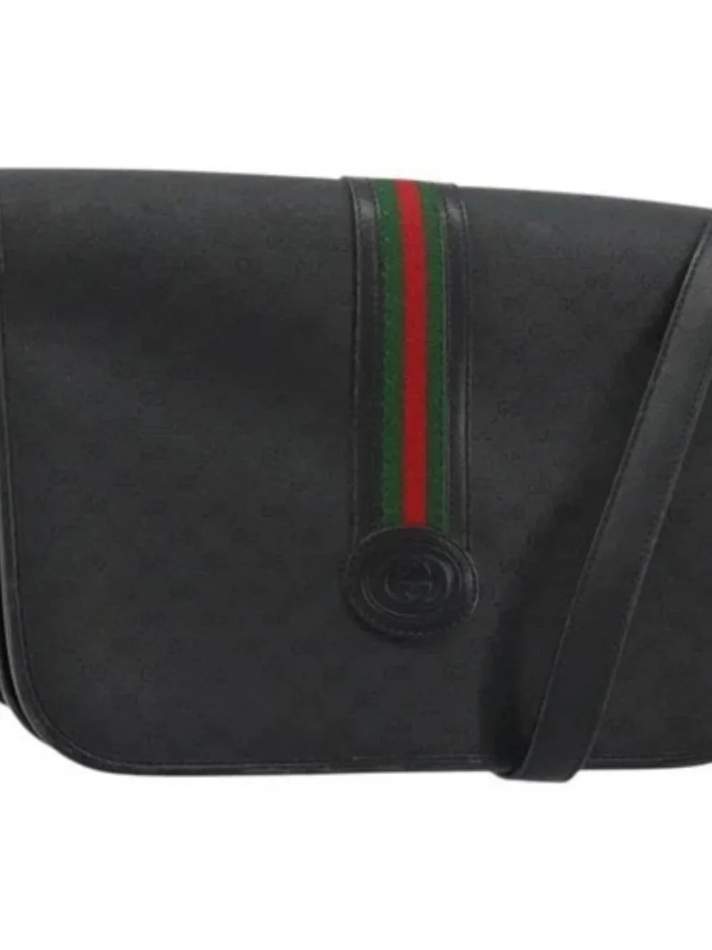 GUCCI Micro GG Supreme Web Sherry Line Bag PVC Black 001 904 0915 Auth BA12899
